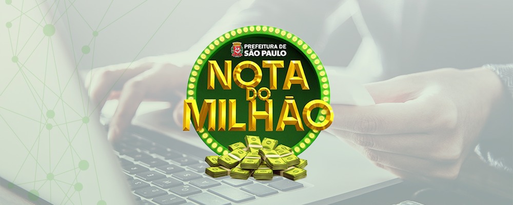 logo da nota do milhão sobre imagem com pessoa digitando