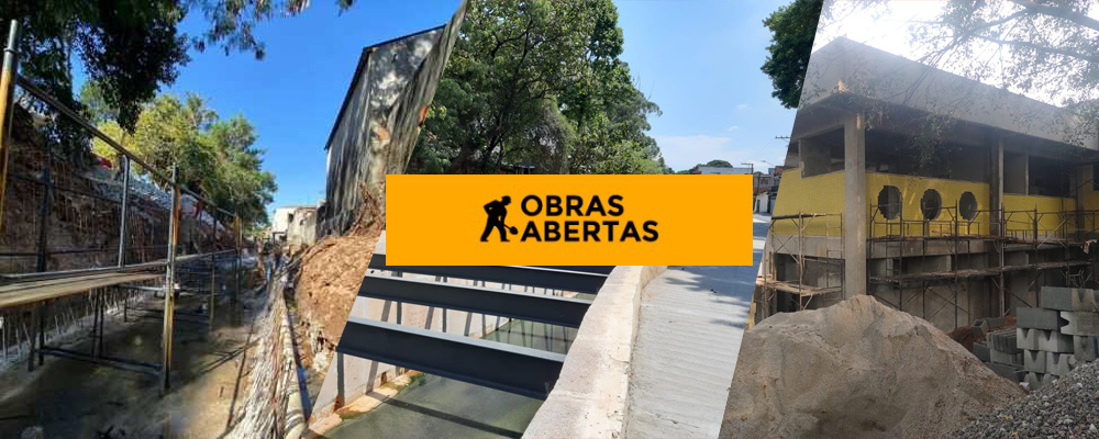 várias obras e o logo do Obras Abertas