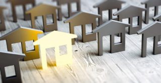 maquete com várias frentes de casas