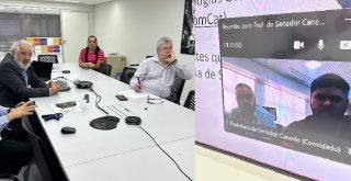 equipe da Prodam em reunião com prefeito de Senador Canedo